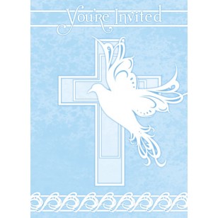 Blue Dove Cross Invitations